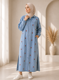 Noir Bloom Denim Dress