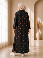 Noir Bloom Denim Dress