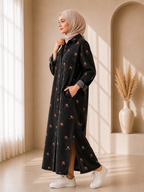 Noir Bloom Denim Dress