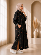 Noir Bloom Denim Dress