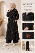 Noir Bloom Denim Dress