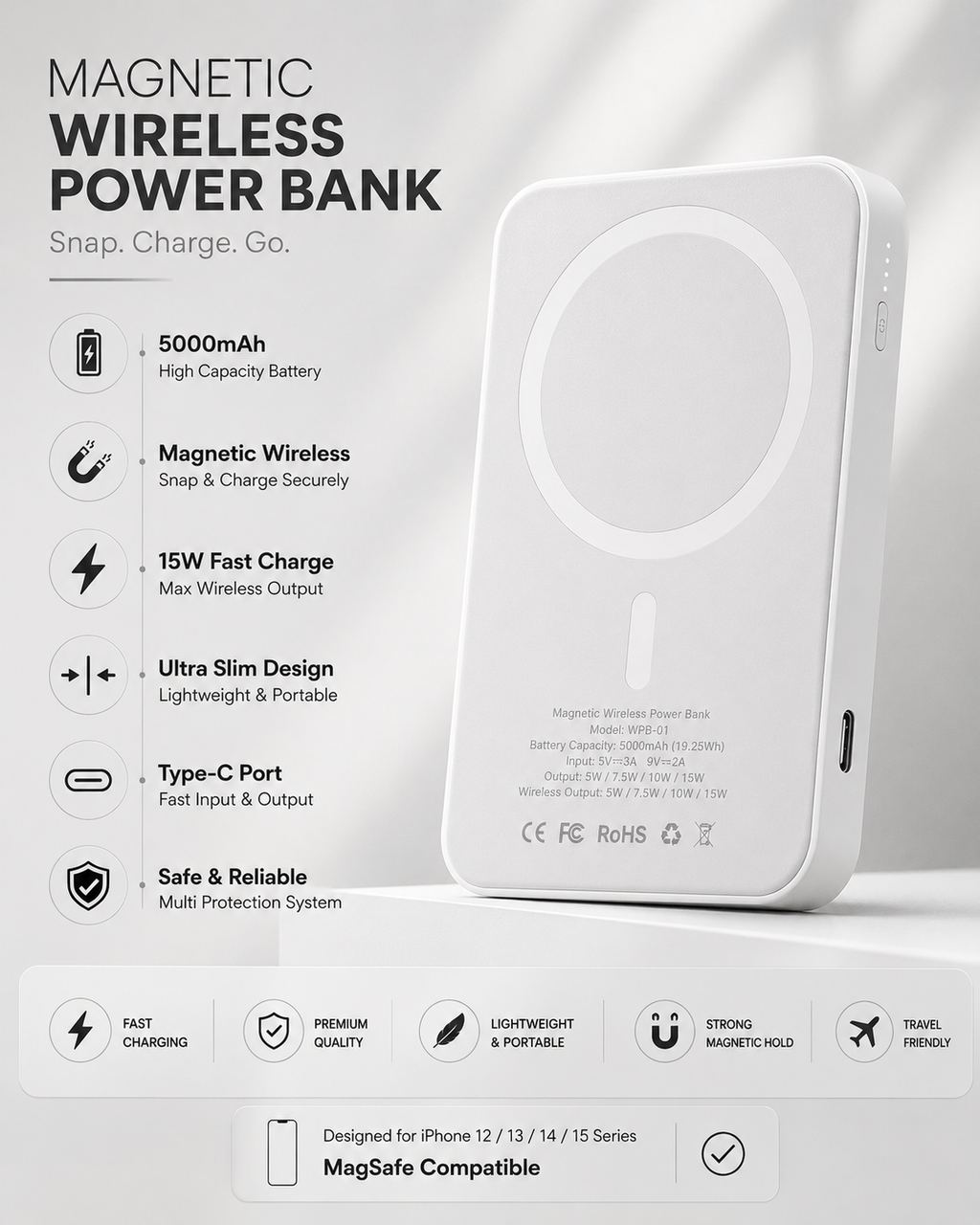 Snap Charge Magnetic Power Bank