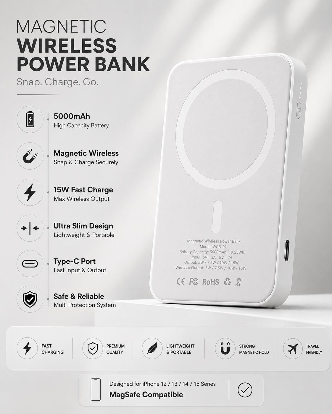 Snap Charge Magnetic Power Bank