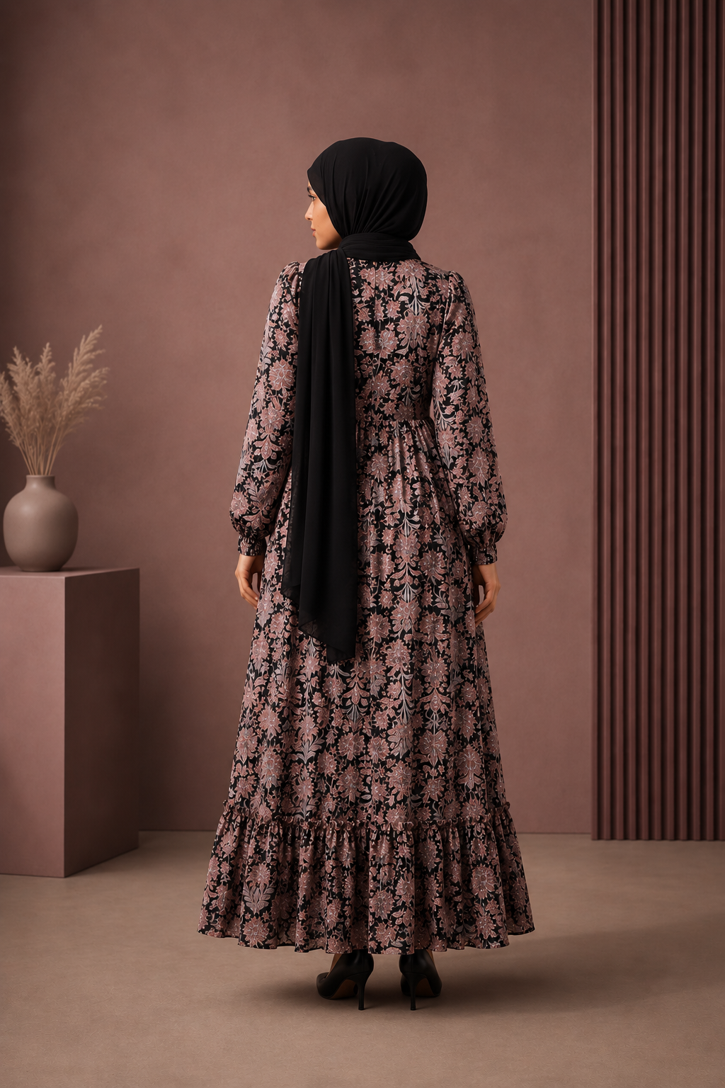 Noir Bloom Maxi Dress