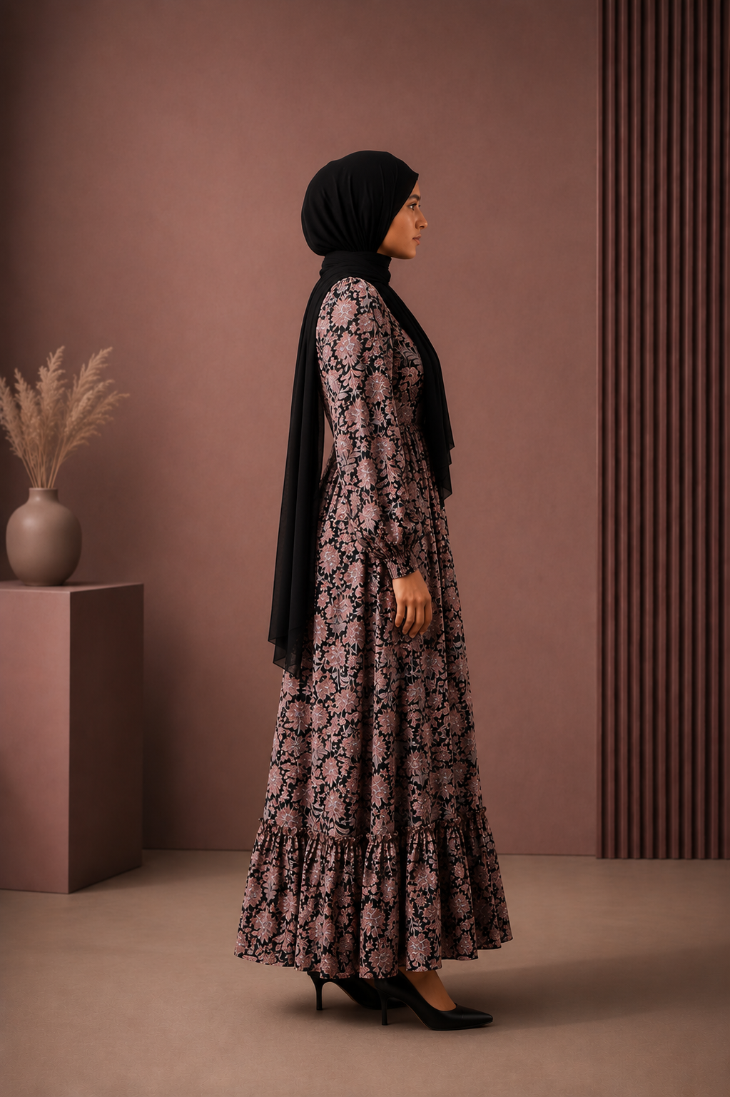 Noir Bloom Maxi Dress