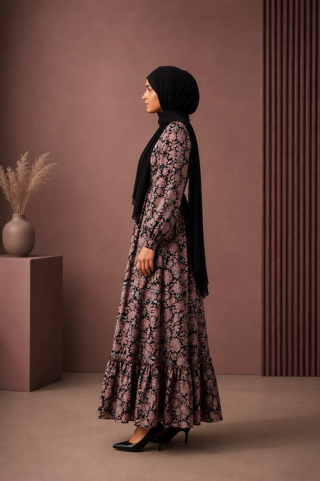 Noir Bloom Maxi Dress
