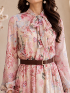 Blush Bloom Belted Dress
